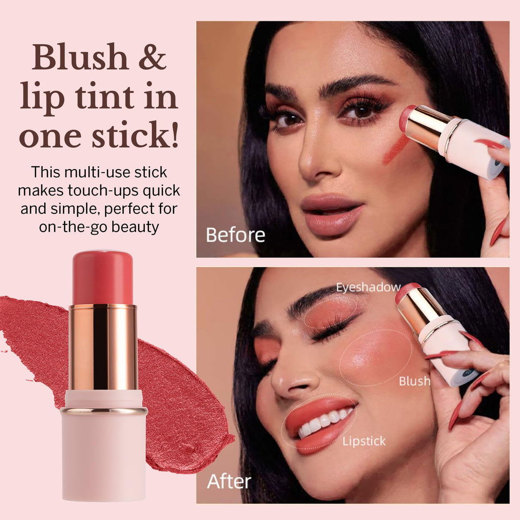 BeautiHome Blush Stick for Cheeks & Lips Multistick Cream Blush- Easy to Apply & Blend- Infused with Nourishing Ingredients for your Skin Compact Travel Size Makeup (Misty Rose, Small) - TrustMedUSA