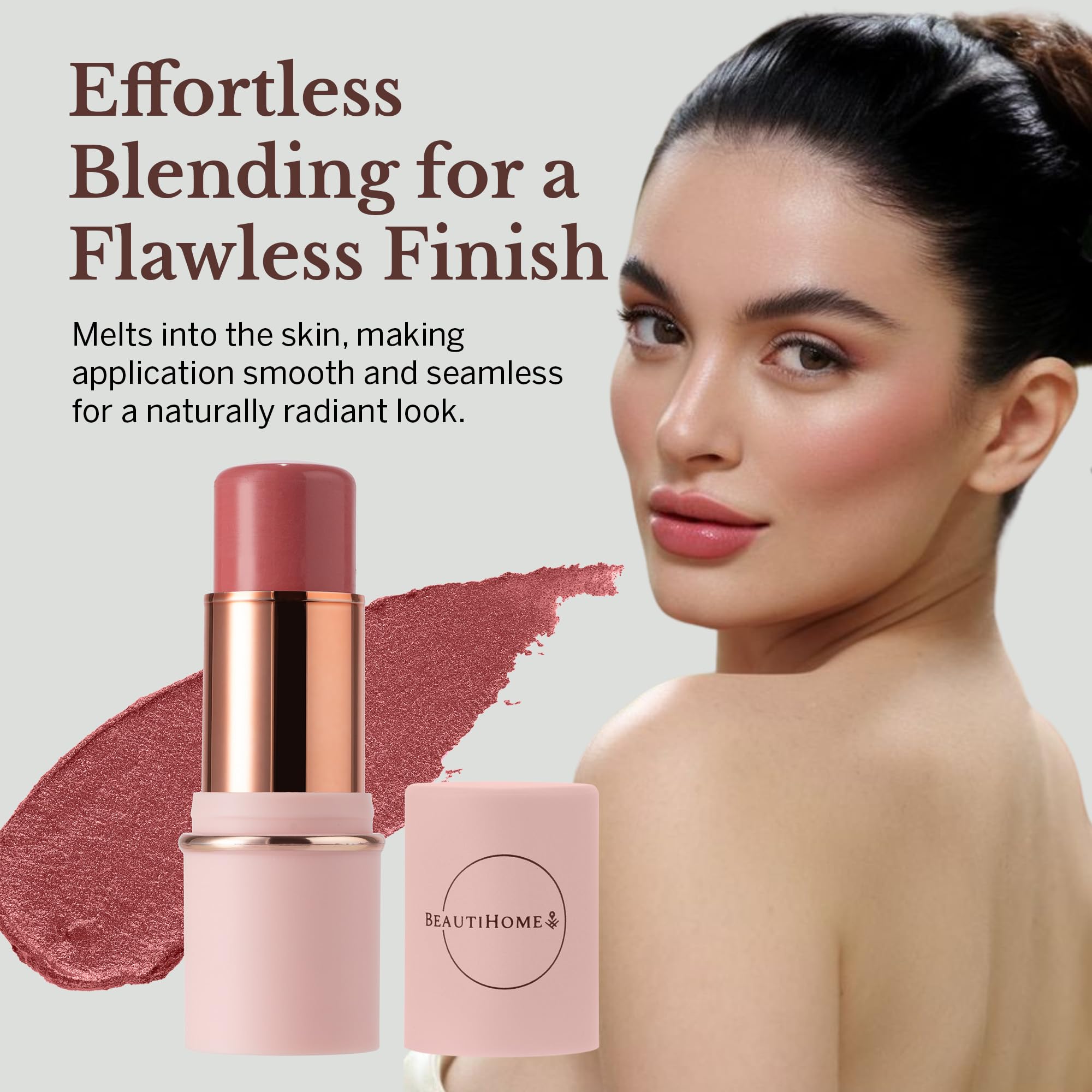 BeautiHome Blush Stick for Cheeks & Lips Multistick Cream Blush- Easy to Apply & Blend- Infused with Nourishing Ingredients for your Skin Compact Travel Size Makeup (Misty Rose, Small) - TrustMedUSA