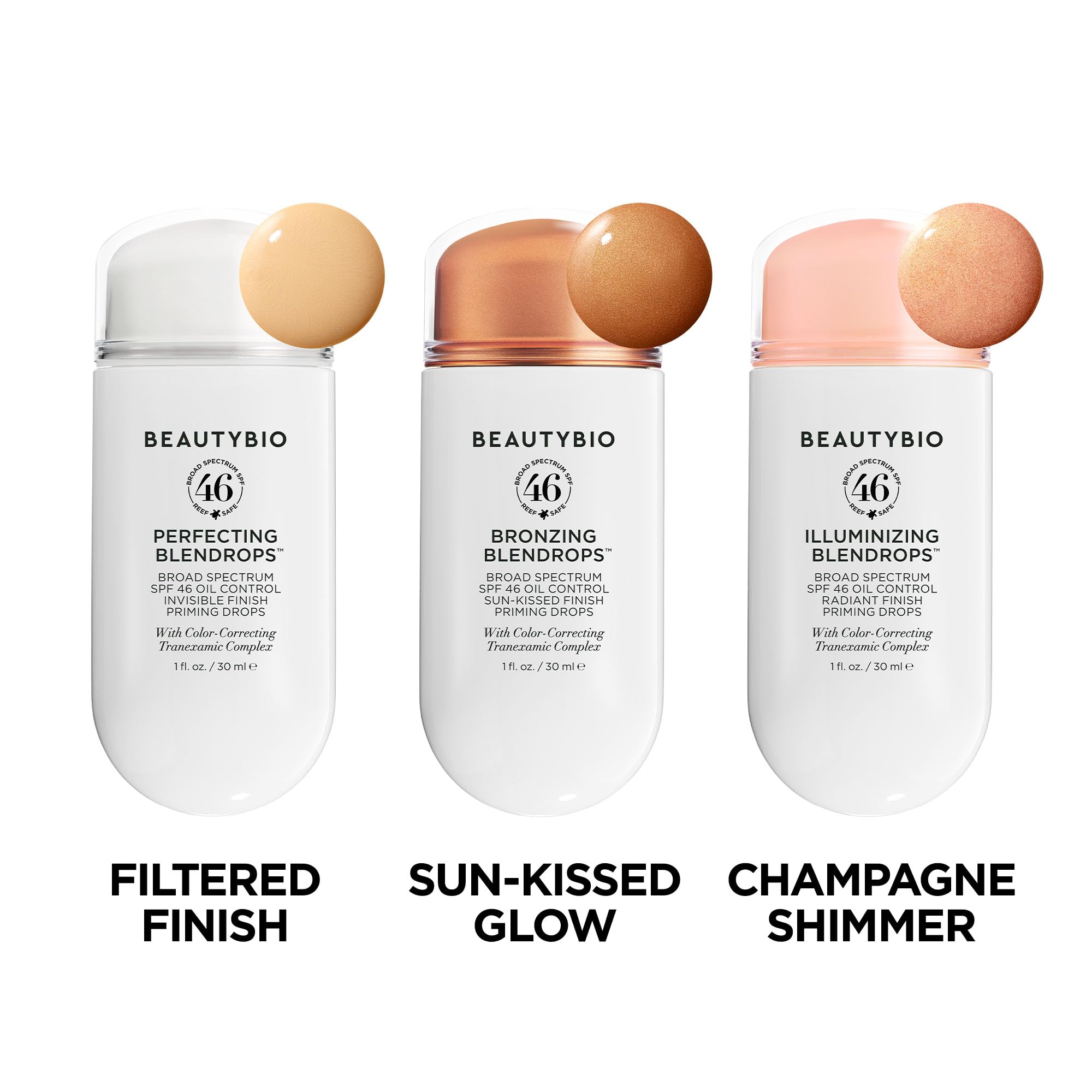 BeautyBio BLENDROPS. Broad Spectrum SPF 46 Oil-Control Priming Drops With Color-Correcting Tranexamic Complex - Maple Wellness Supplements