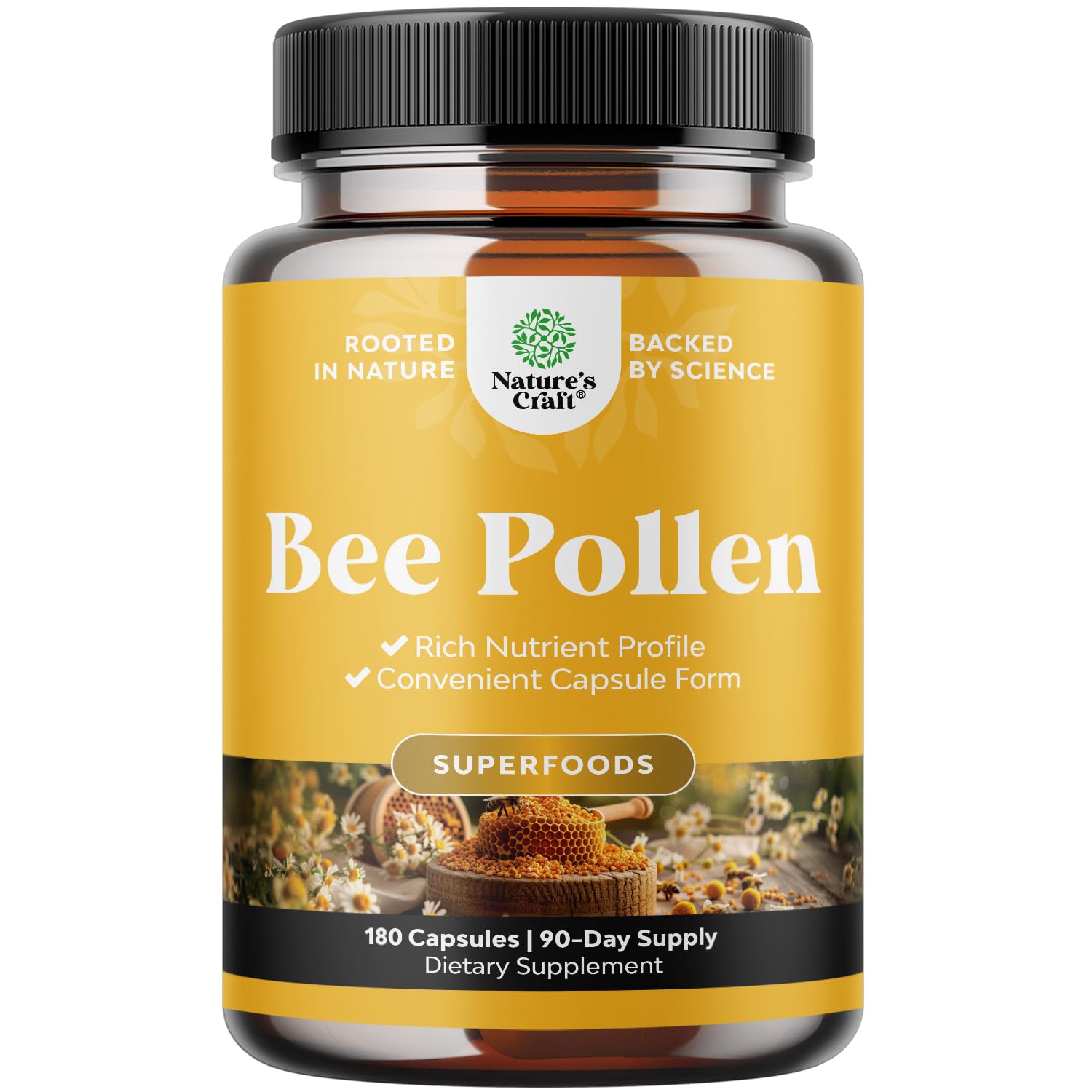 Bee Pollen Pills for Breast Growth 180 Ct - Bee Pollen Supplement 1000mg Serving with Naturally Occurring B Vitamins Minerals & Enzymes - Breast Support Supplement - Vegetarian Non-GMO & Gluten Free - TrustMedUSA