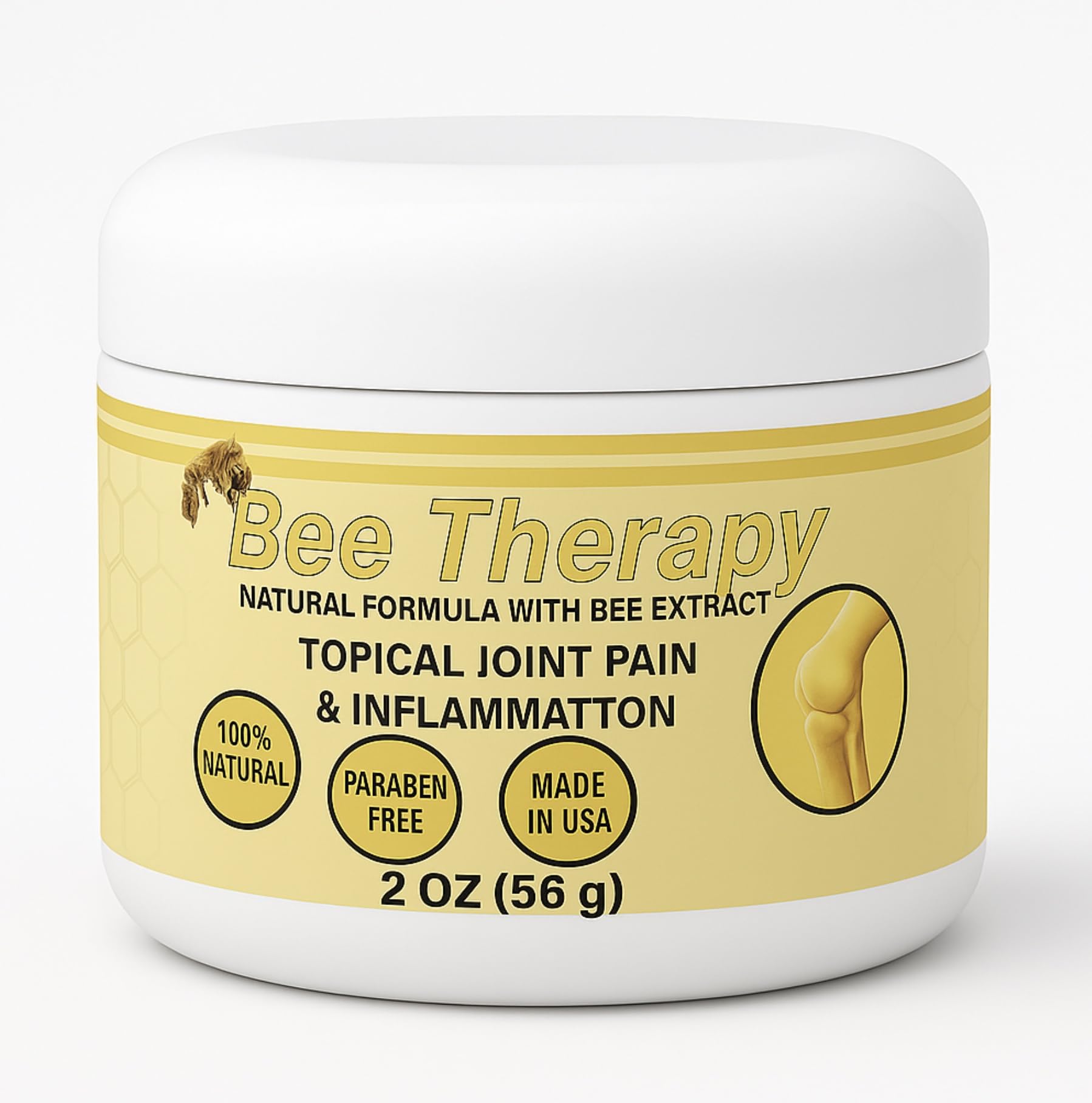 Bee Therapy Cream | Natural Formula with Bee Extract | Topical Use for Joints, Knees, Back & Muscles | 2 oz (56 g) | Paraben Free | Non-Greasy | Lightweight | Made in USA - TrustMedUSA