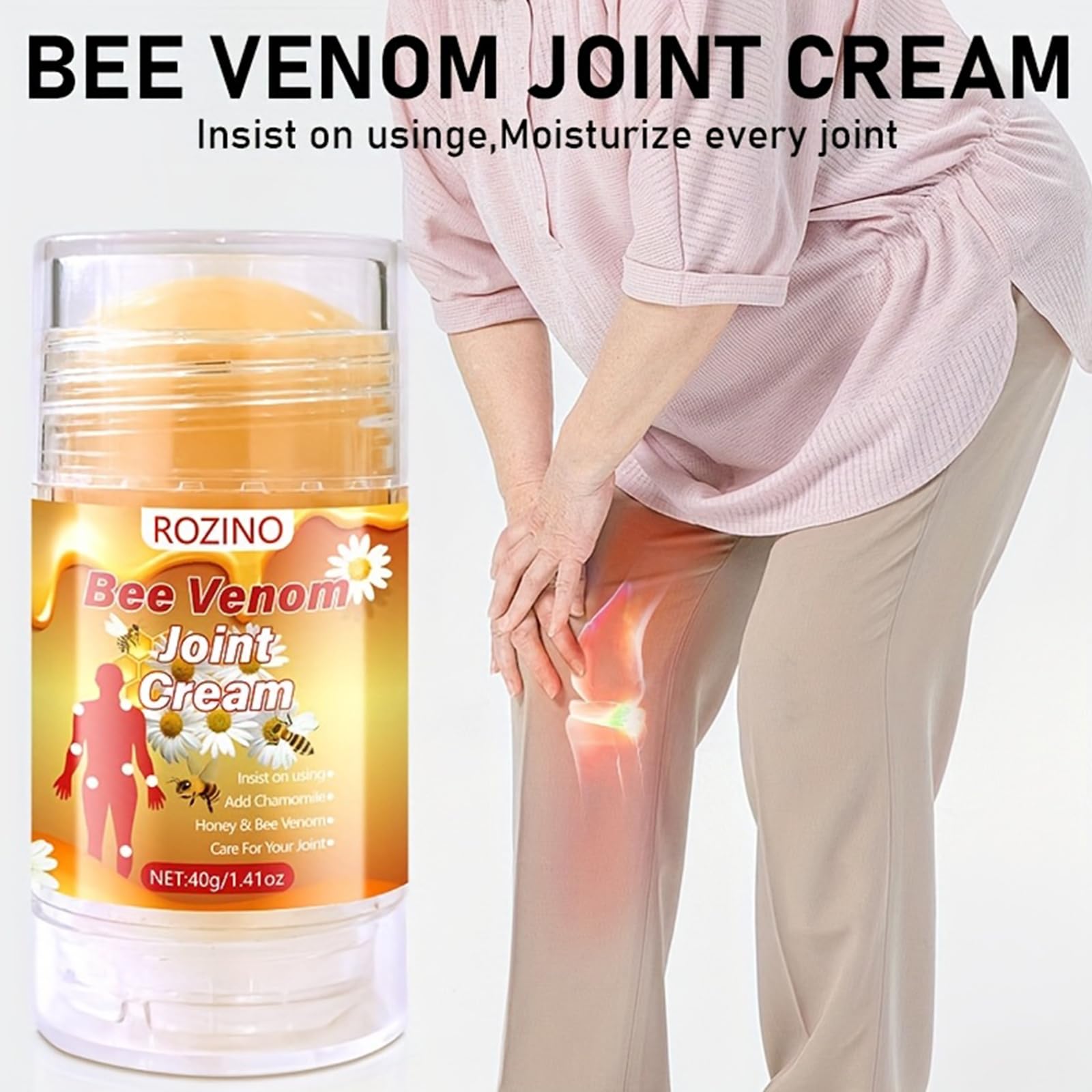 Bee Venom Joint Cream – Advanced Joint Support Cream with Honey & Chamomile, Soothing Formula for Aches & Stiffness in Knees, Hands, Back, Natural Relief Cream for Daily Joint Care (Bee venom) - TrustMedUSA