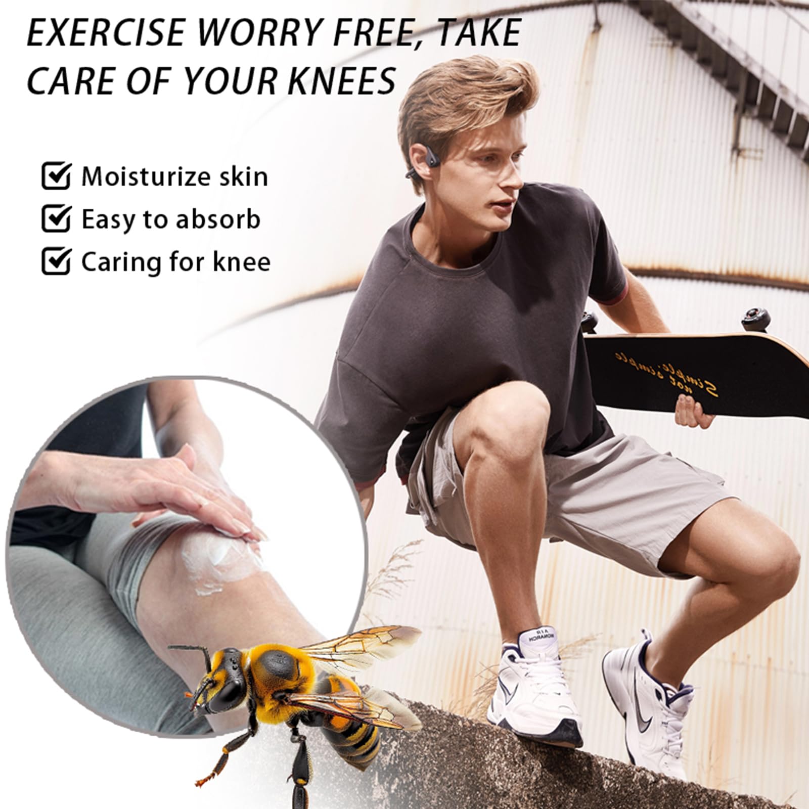 Bee Venom Joint Cream for Knees & Joints - Lightweight Moisturizing Cream for Dry Skin, Fast Absorbing & Non-Greasy Formula - Supports Comfortable Movement (2.116OZ) - TrustMedUSA