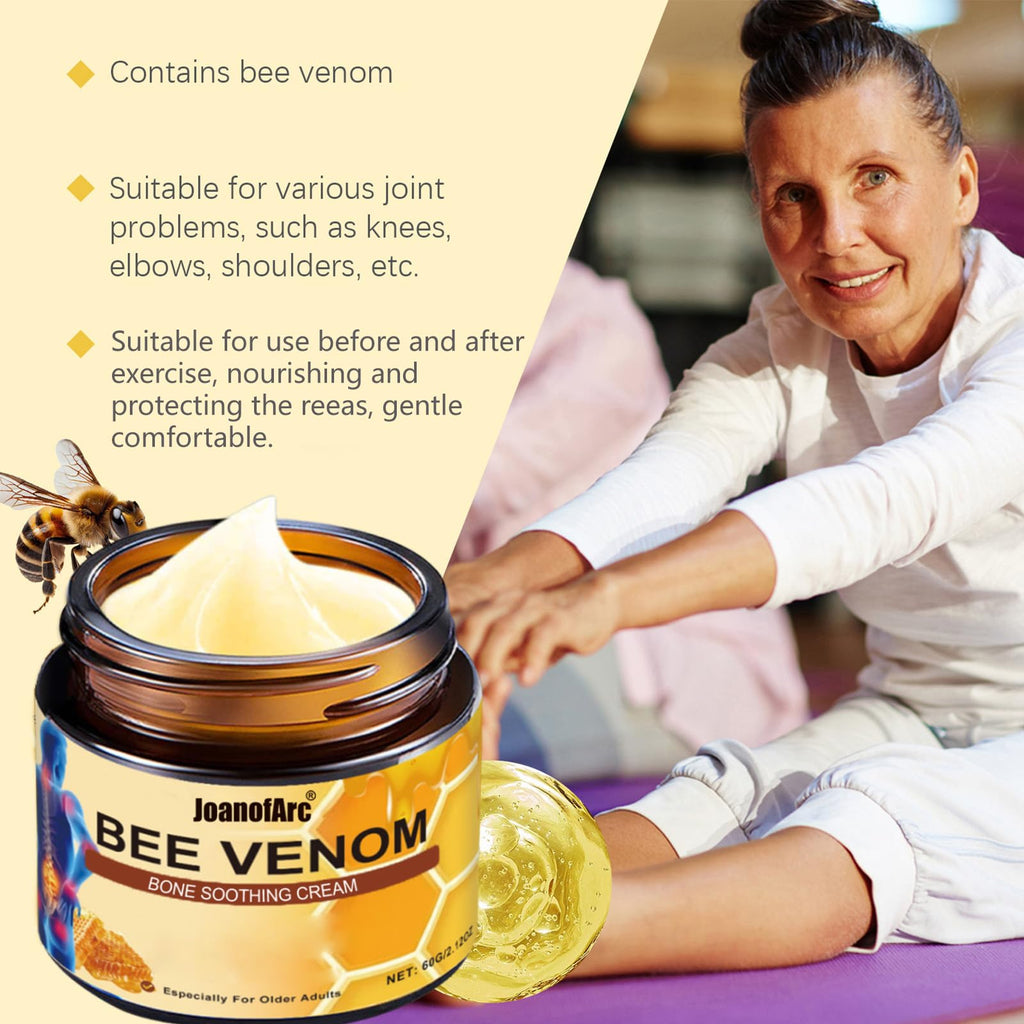 Bee Venom Joint Cream, Natural Bee Venom Skin Cream, Bee Venom Advanced Joint & Bone Cream, Suitable for Everyday Back, Waist, Neck, Hands, Knees, Light Non-Sticky for Men Women Aldult - 2.11 Oz/60g - TrustMedUSA