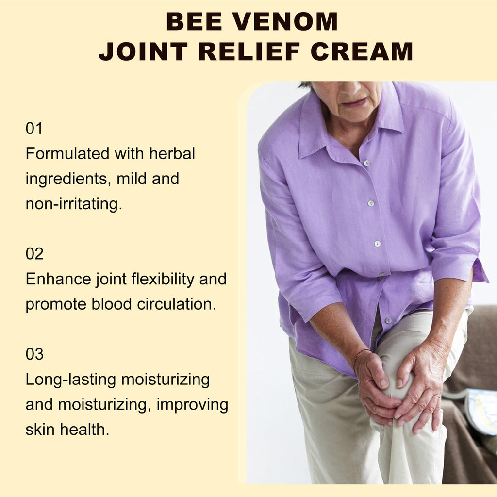 Bee Venom Joint Cream, Natural Bee Venom Skin Cream, Bee Venom Advanced Joint & Bone Cream, Suitable for Everyday Back, Waist, Neck, Hands, Knees, Light Non-Sticky for Men Women Aldult - 2.11 Oz/60g - TrustMedUSA