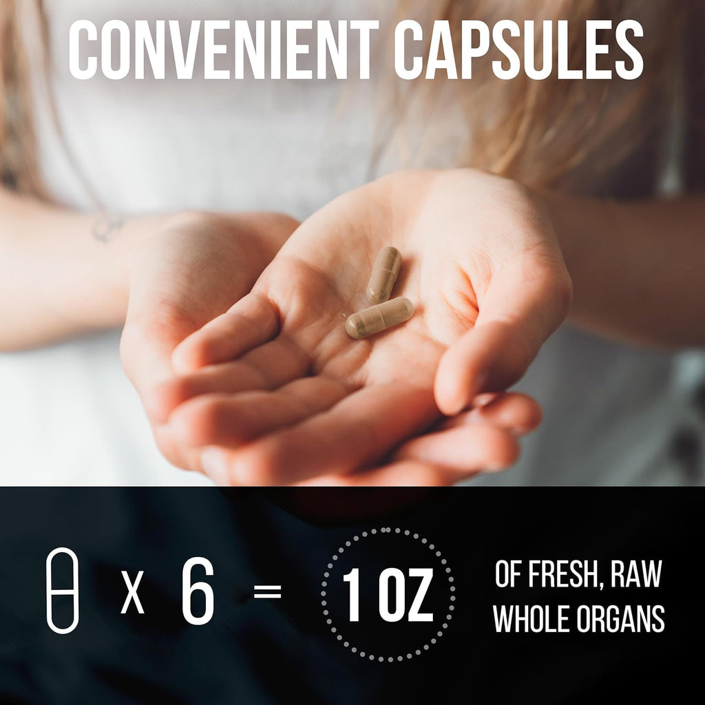 Beef Organ Supplement Grass Fed Complex for Women - 7 Carnivore Meat Proprietary Blend of Beef Liver, Marrow, Brain, Thymus, Spleen, Kidney, Colostrum, Heart, Pancreas, Gallbladder -120 Caps - TrustMedUSA