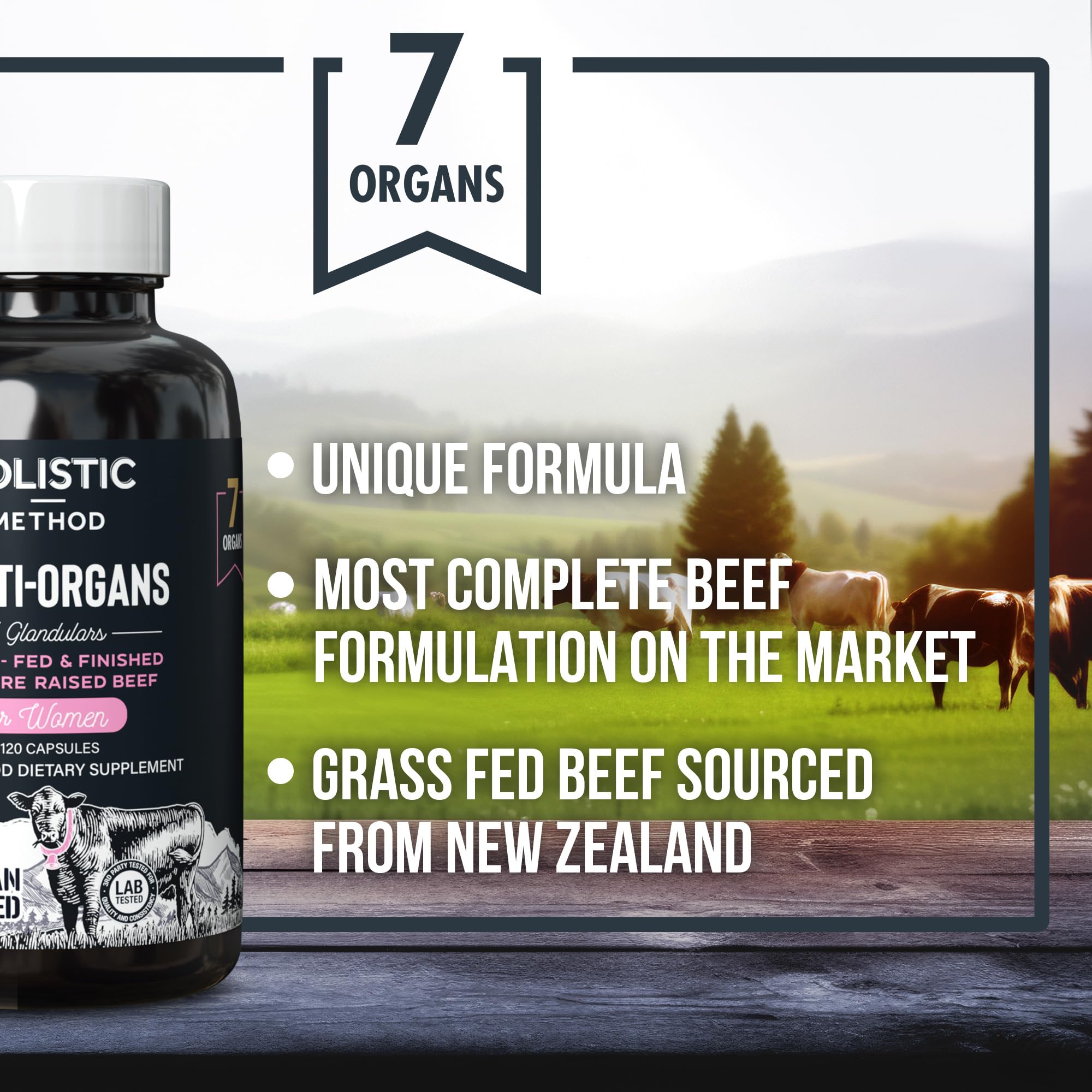 Beef Organ Supplement Grass Fed Complex for Women - 7 Carnivore Meat Proprietary Blend of Beef Liver, Marrow, Brain, Thymus, Spleen, Kidney, Colostrum, Heart, Pancreas, Gallbladder -120 Caps - TrustMedUSA