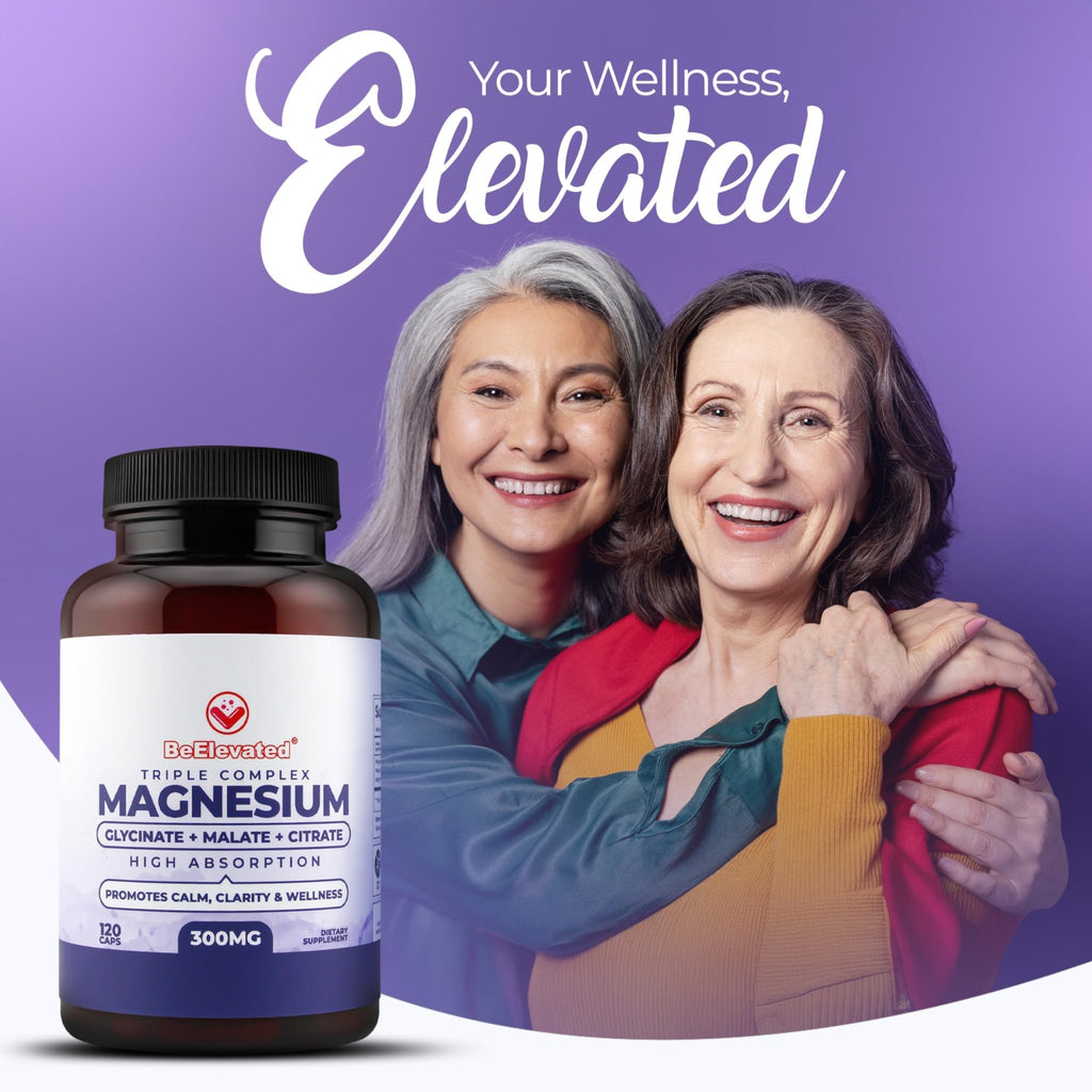 BeElevated High Absorption Triple Magnesium Complex for Sleep, Relaxation & Muscle Support – 300mg of Magnesium Glycinate, Citrate & Malate - TrustMedUSA