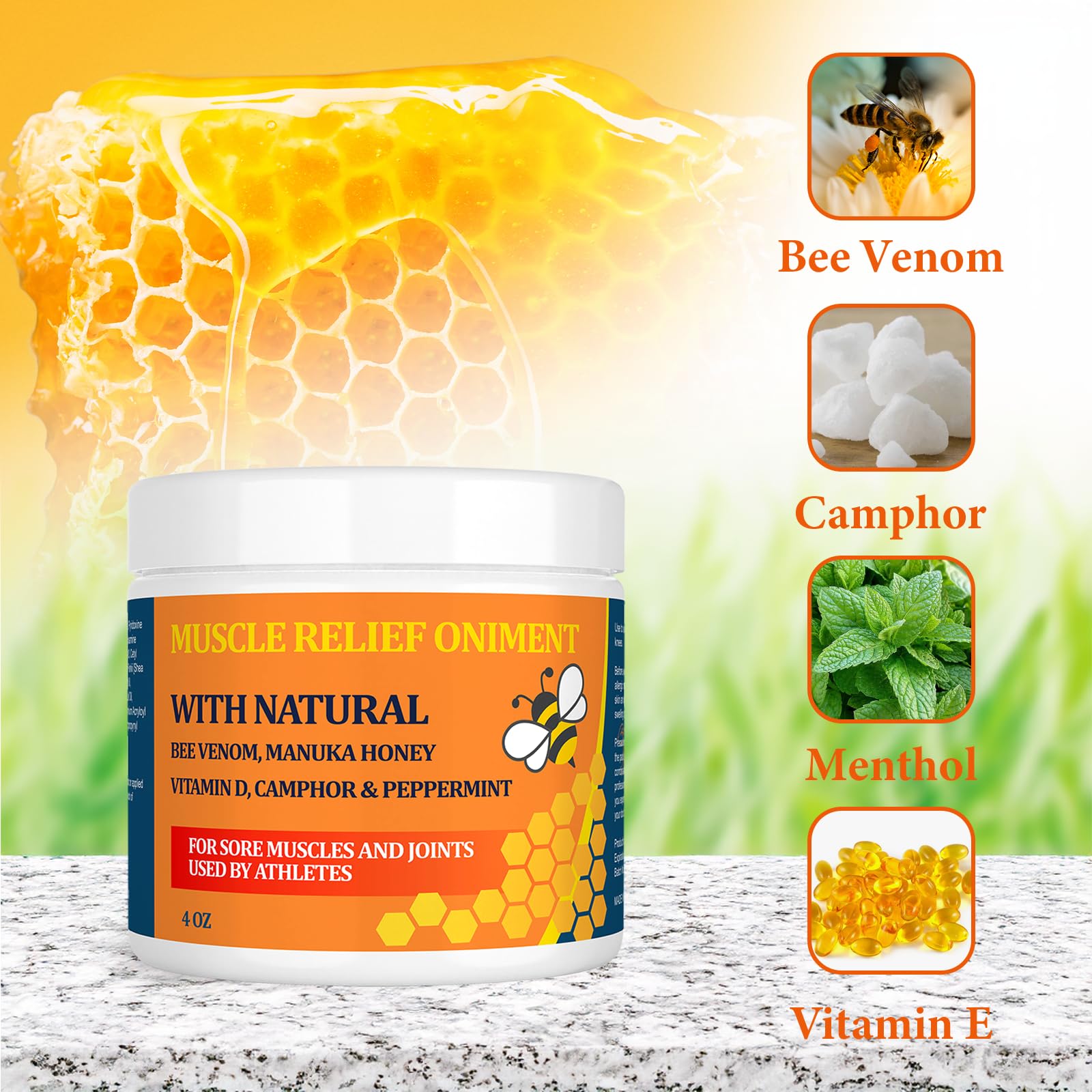Beeswax and Honey Fast Acting Joint Muscle Bone Cream, Immediate Help for Back, Neck, Hand, Feet, Knee, Shoulder, Topical, Nerve, Plantar, Ankle, Foot Discomfort, Natural Added - TrustMedUSA