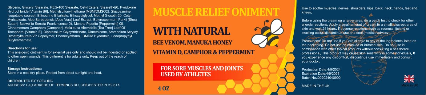 Beeswax and Honey Fast Acting Joint Muscle Bone Cream, Immediate Help for Back, Neck, Hand, Feet, Knee, Shoulder, Topical, Nerve, Plantar, Ankle, Foot Discomfort, Natural Added - TrustMedUSA