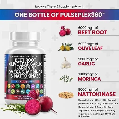 Beet Root Capsules 6000mg Olive Leaf 6000mg Nattokinase 4000 FU - TrustMedUSA