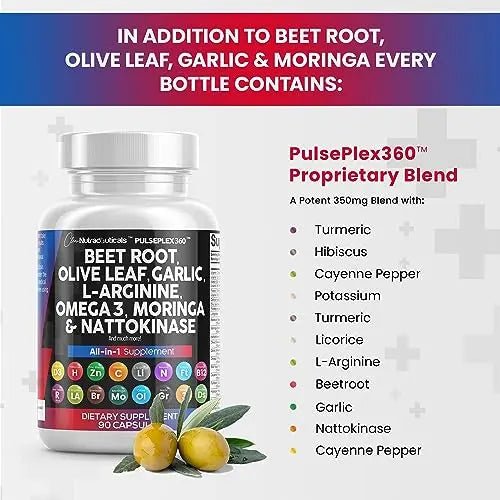 Beet Root Capsules 6000mg Olive Leaf 6000mg Nattokinase 4000 FU - TrustMedUSA