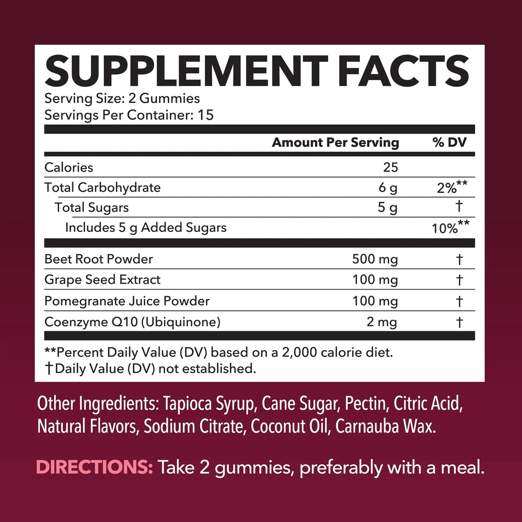 Beet Root Gummies with COQ10 Energy Supplement | Nitric Oxide Supplement for Healthy - TrustMedUSA
