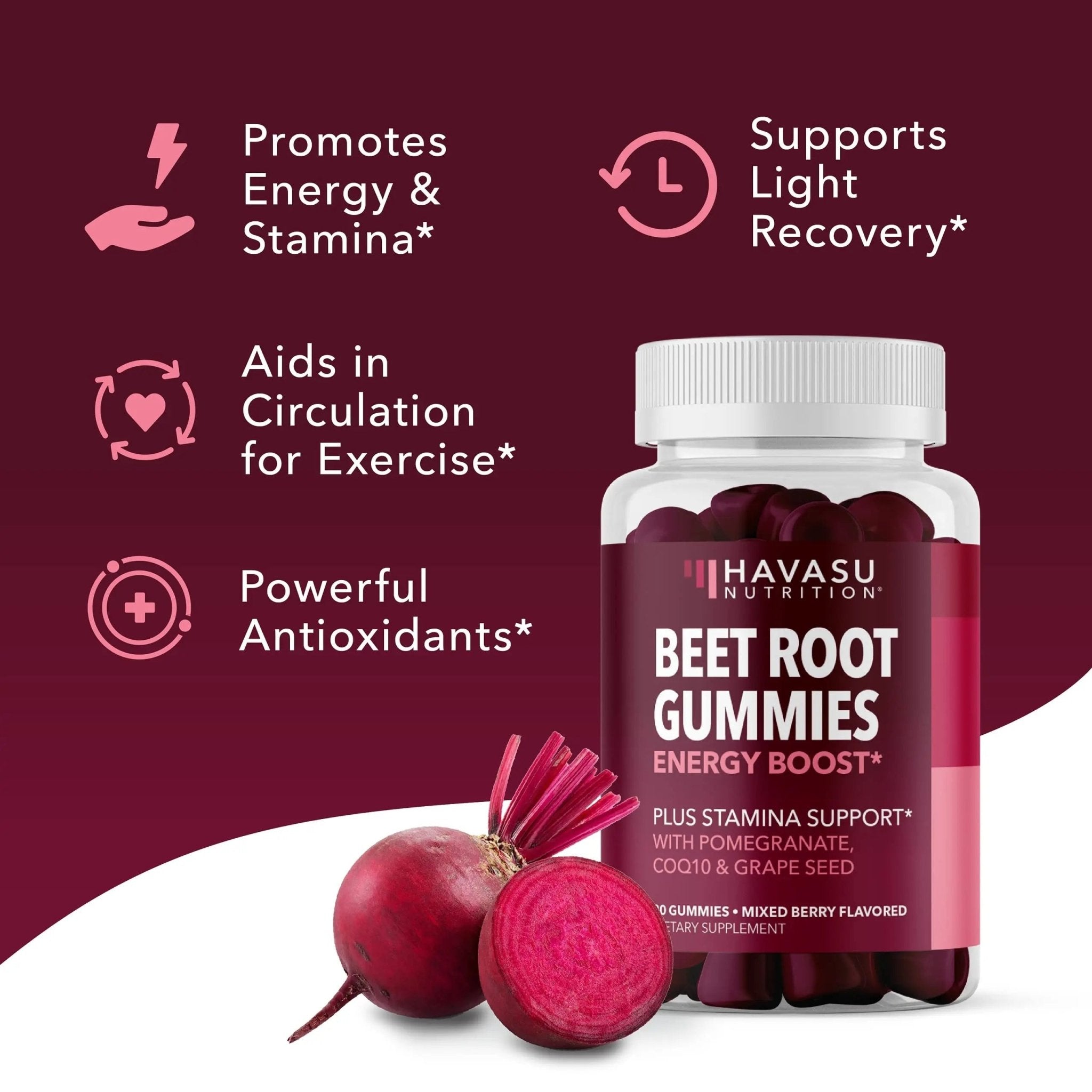 Beet Root Gummies with COQ10 Energy Supplement | Nitric Oxide Supplement for Healthy - TrustMedUSA