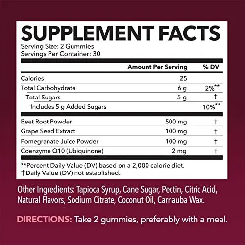 Beet Root Gummies with COQ10 Energy Supplement | Nitric Oxide Supplement for Healthy - TrustMedUSA
