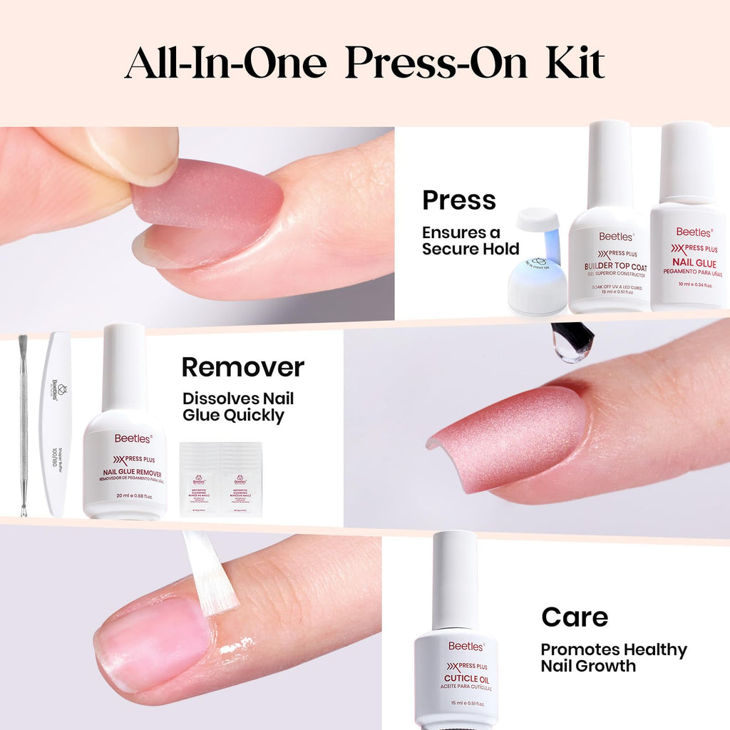 Beetles Cat Eye Nails Kit - Enchanted Aurora | 7 Colors Cat Eye Press On Nails Medium Almond | 224Pcs 16 Sizes All-in-One Kit With Nail Glue,Remover,Builder Top Coat,Nail Lamp Gift - TrustMedUSA