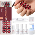 Beetles Cat Eye Nails Kit - Enchanted Aurora | 7 Colors Cat Eye Press On Nails Medium Almond | 224Pcs 16 Sizes All-in-One Kit With Nail Glue,Remover,Builder Top Coat,Nail Lamp Gift - TrustMedUSA