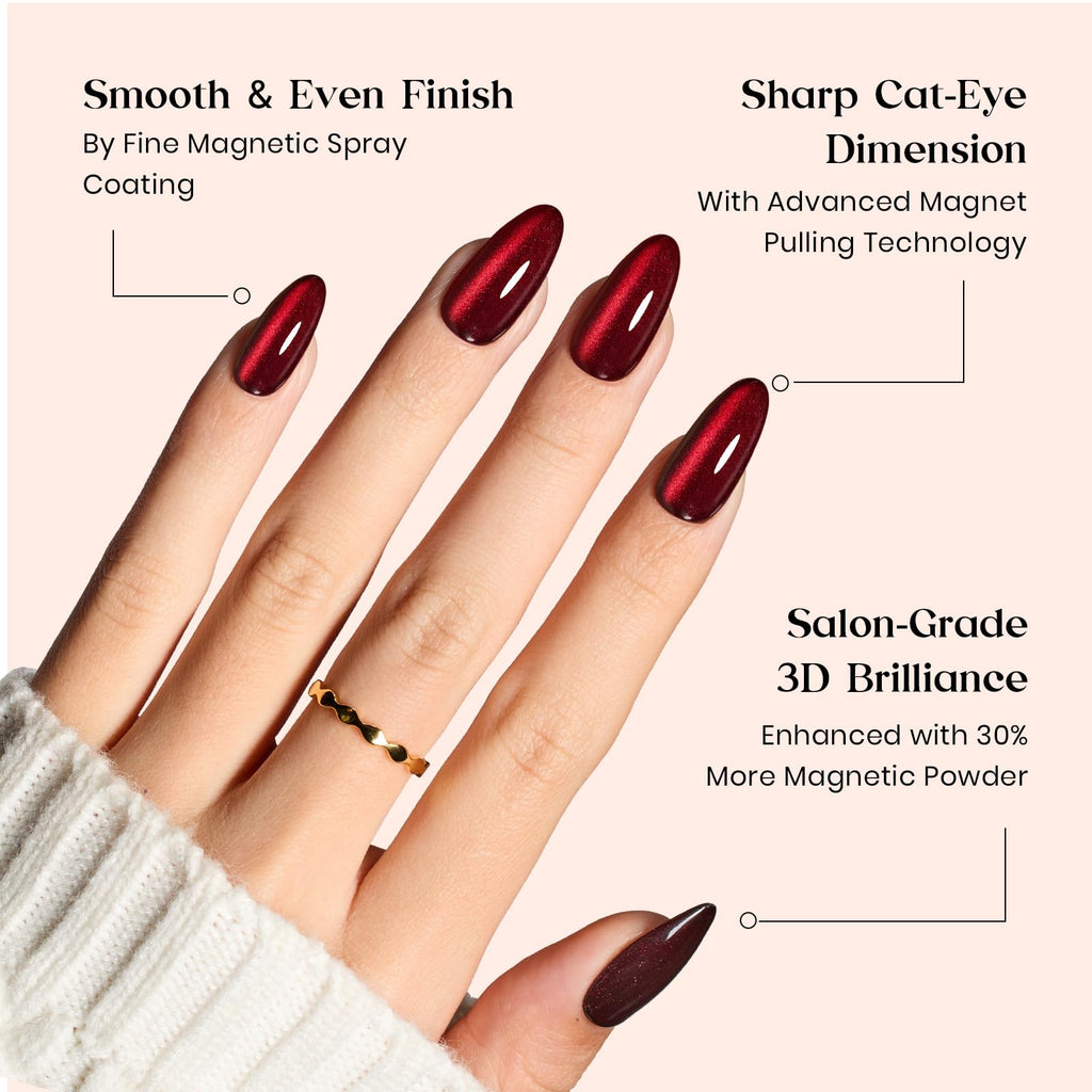 Beetles Cat Eye Nails Kit - Enchanted Aurora | 7 Colors Cat Eye Press On Nails Medium Almond | 224Pcs 16 Sizes All-in-One Kit With Nail Glue,Remover,Builder Top Coat,Nail Lamp Gift - TrustMedUSA