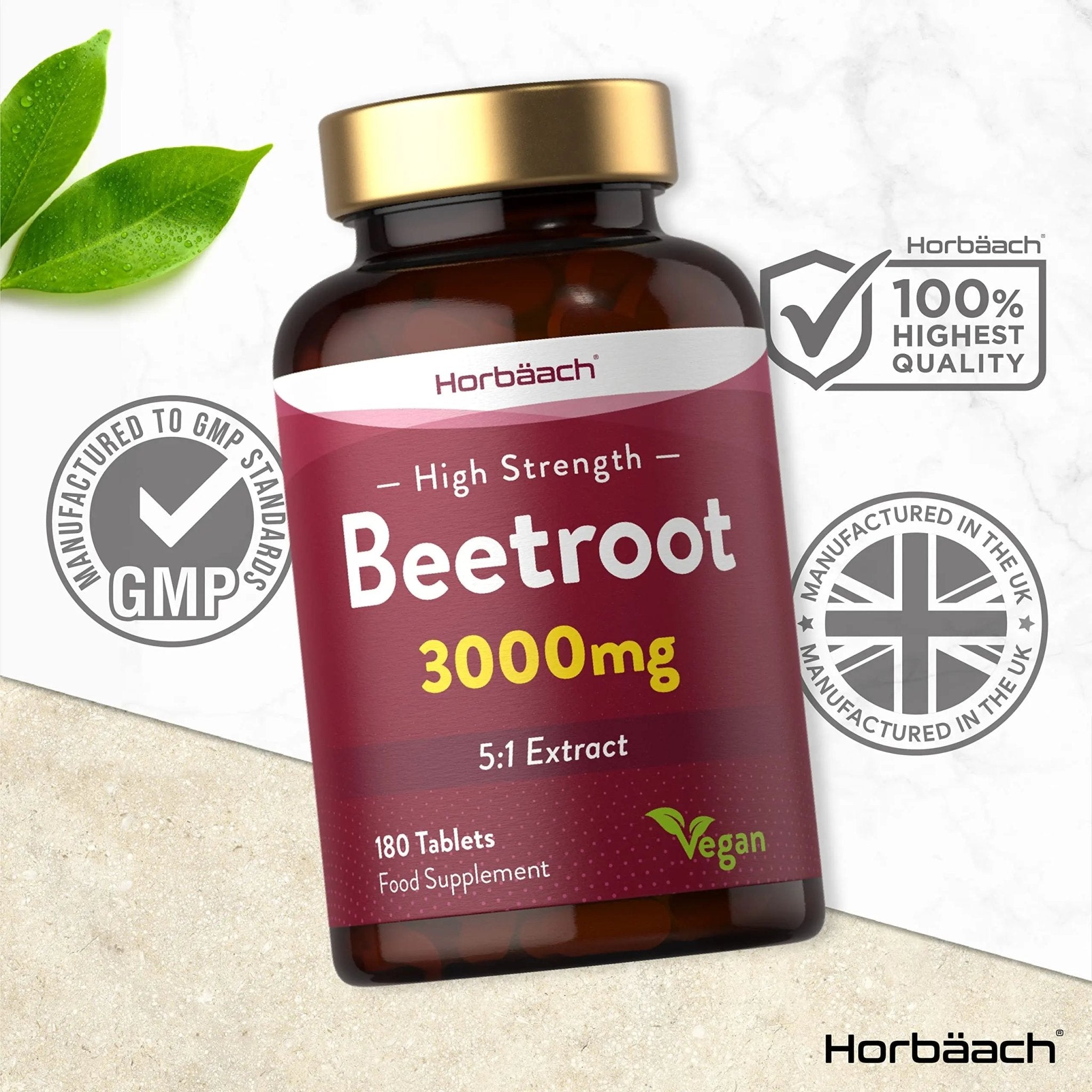 Beetroot Tablets 3000mg | 180 Count | High Strength 5:1 Extract Supplement | Nitric Oxide - TrustMedUSA
