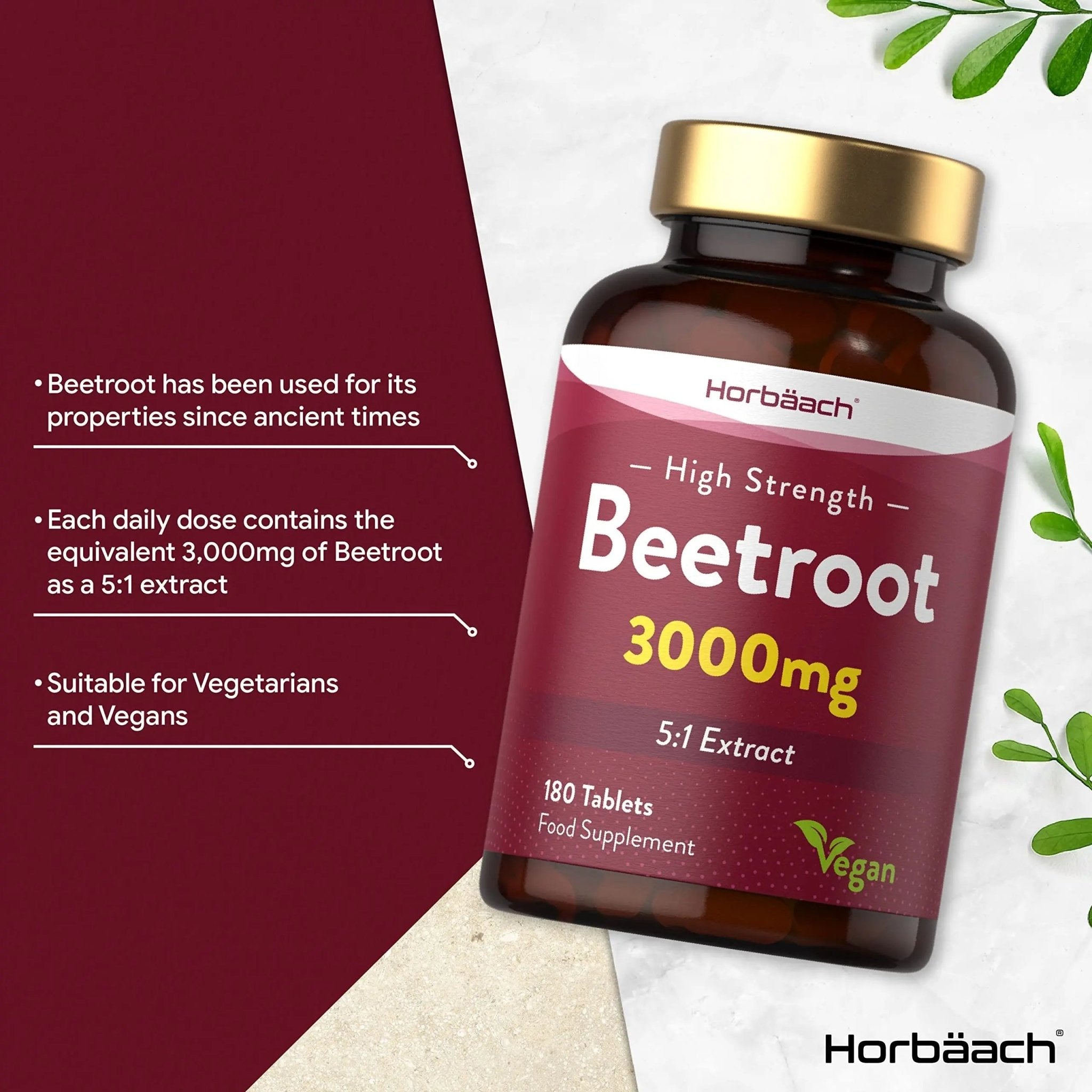 Beetroot Tablets 3000mg | 180 Count | High Strength 5:1 Extract Supplement | Nitric Oxide - TrustMedUSA