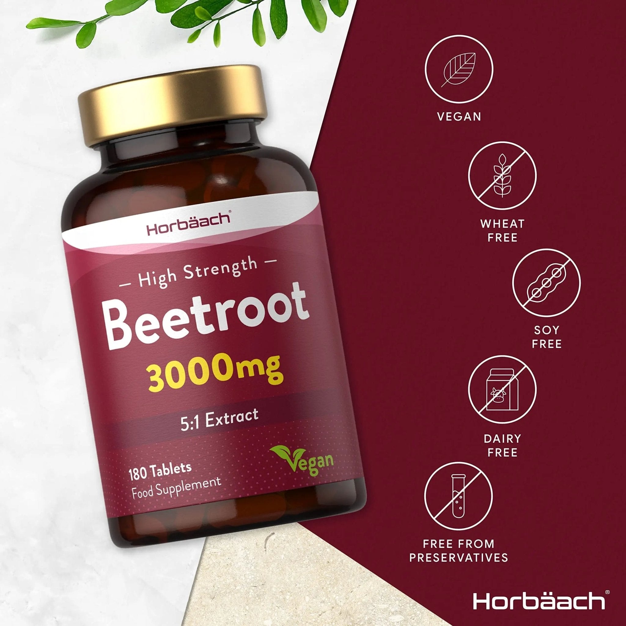 Beetroot Tablets 3000mg | 180 Count | High Strength 5:1 Extract Supplement | Nitric Oxide - TrustMedUSA