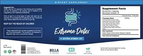 Bella All Natural Extreme Detox - Colon Cleanse and Full Body Detox - 60 Caps - TrustMedUSA