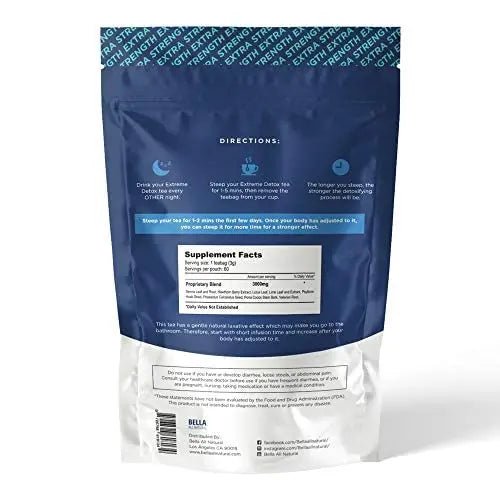 Bella All Natural Extreme Detox Tea - Body Cleanse, Colon Cleanser & Detox, Natural Herbs - TrustMedUSA