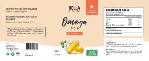 Bella All Natural Omega 3 6 9 with Garlic Oil - 200 Softgels - TrustMedUSA
