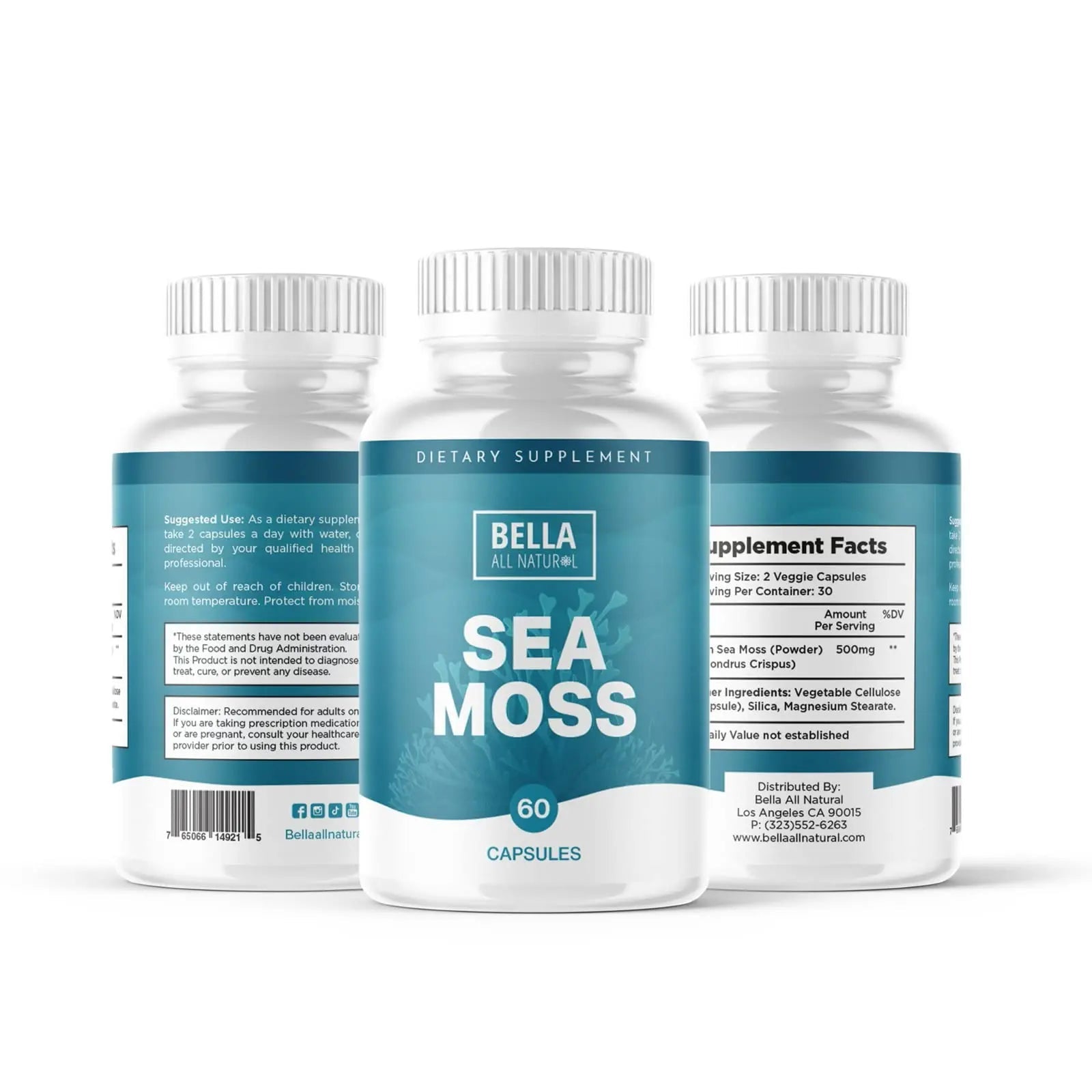 Bella All Natural Sea Moss Vitamins | Pure Sea Moss | Irish Sea Moss, 60 Capsules - TrustMedUSA