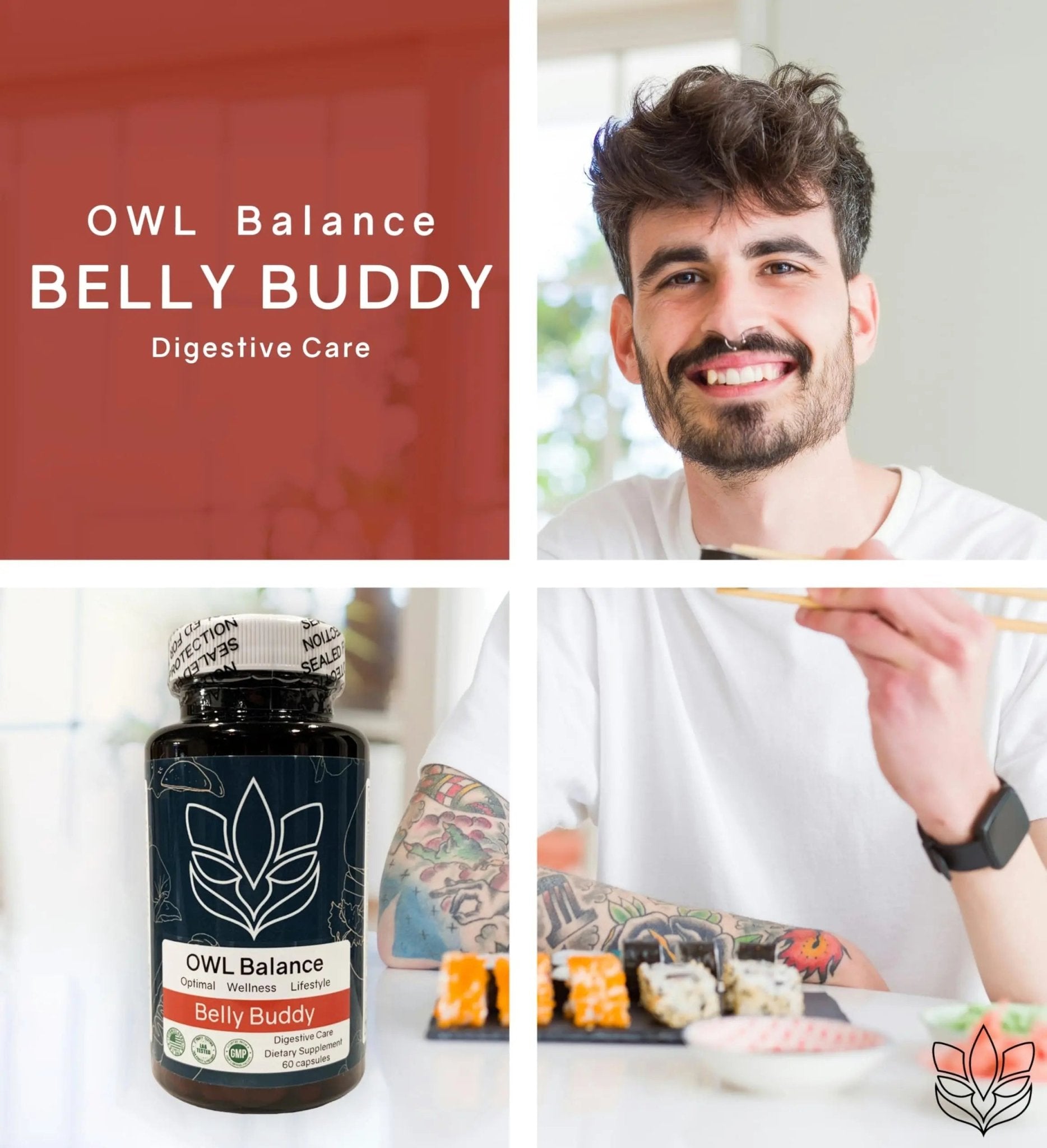 Belly Buddy Advanced Gut Health Support containing a helthy Blend of Probiotics, Prebiotics, and Digestive Enzymes - TrustMedUSA