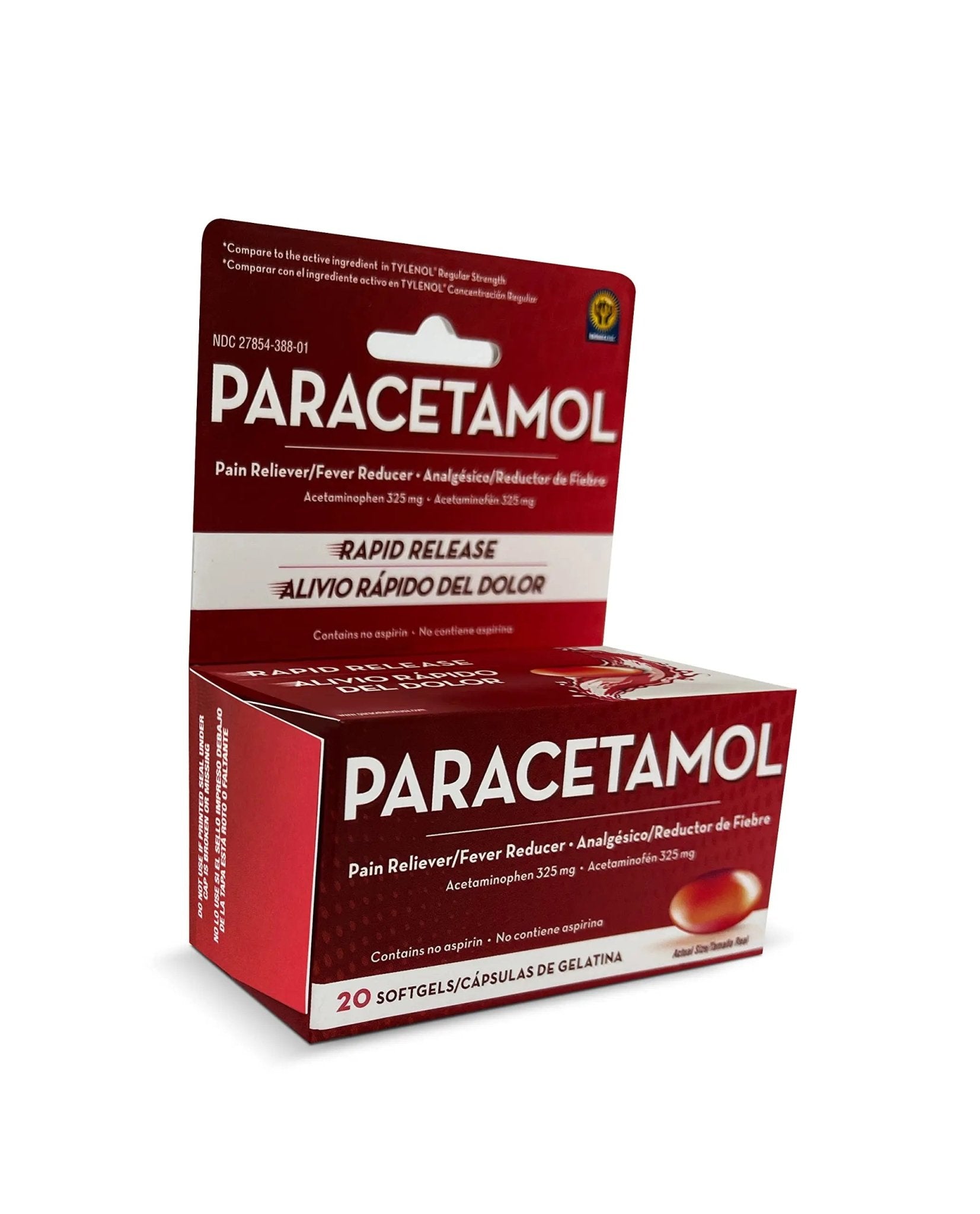 Belmora Paracetamol Acetaminophen 325mg 20 Softgels for Pain Relief, Liquid Filled Capsules for Rapid Release, Fever Reducer for Adults Extra Strength - TrustMedUSA