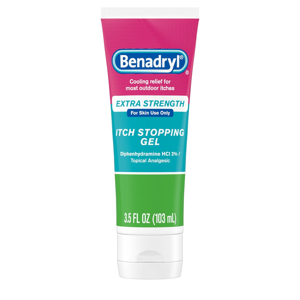 Benadryl Extra Strength Anti Itch Relief Gel, 2% Diphenhydramine HCl, Relief from Insect Bites, Sunburn & More, Great for Camping Essentials, 3.5 fl oz - Maple Wellness Supplements
