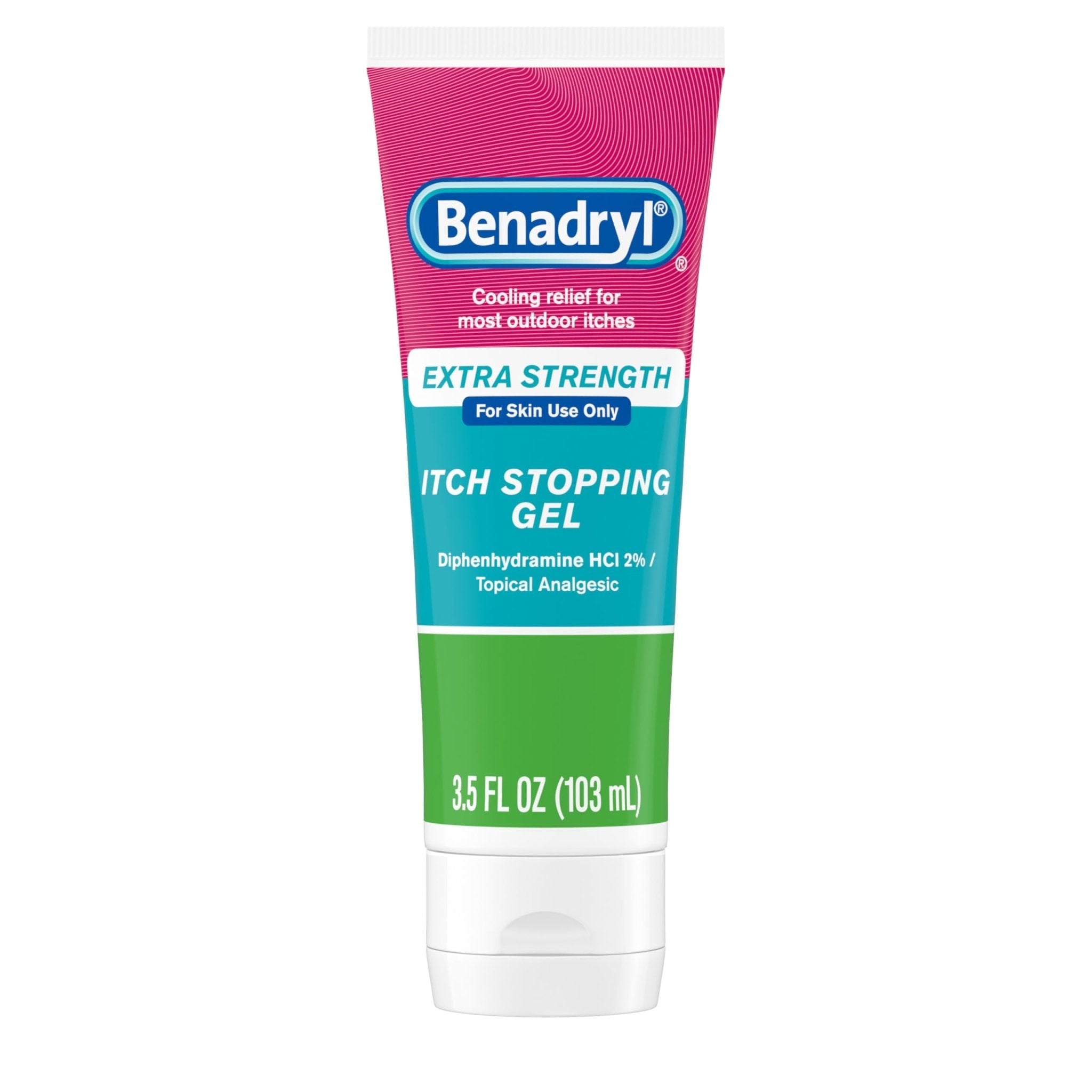 Benadryl Extra Strength Anti Itch Relief Gel, 2% Diphenhydramine HCl, Relief from Insect Bites, Sunburn & More, Great for Camping Essentials, 3.5 fl oz - Maple Wellness Supplements