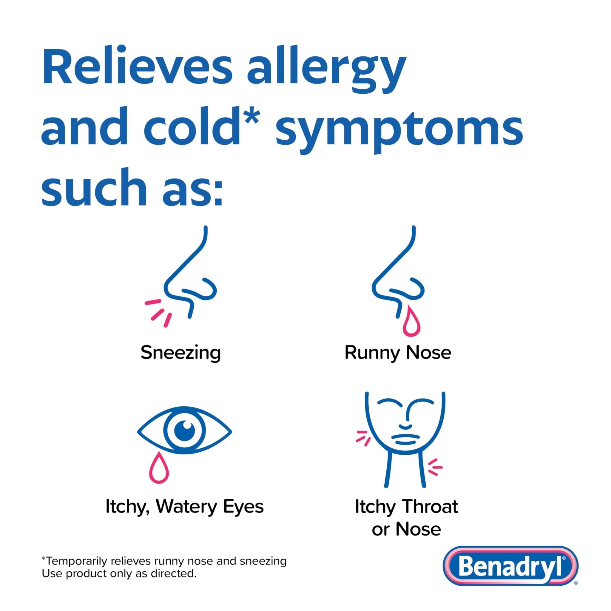 Benadryl Ultratabs Allergy Relief Medicine, 25 mg Diphenhydramine HCl Antihistamine Tablets For Relief of Cold & Allergy Symptoms Like Sneezing, Runny Nose, & Itchy Eyes & Throat, 24 ct - Maple Wellness Supplements