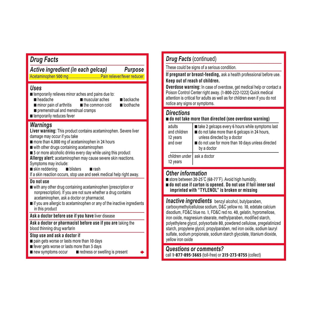 Benadryl Ultratabs Antihistamine Allergy Relief Tablets with 25 mg Diphenhydramine HCl, 100 ct and Tylenol Extra Strength Pain Reliever Rapid Release Gels with 500 mg Acetaminophen, 100 ct - TrustMedUSA