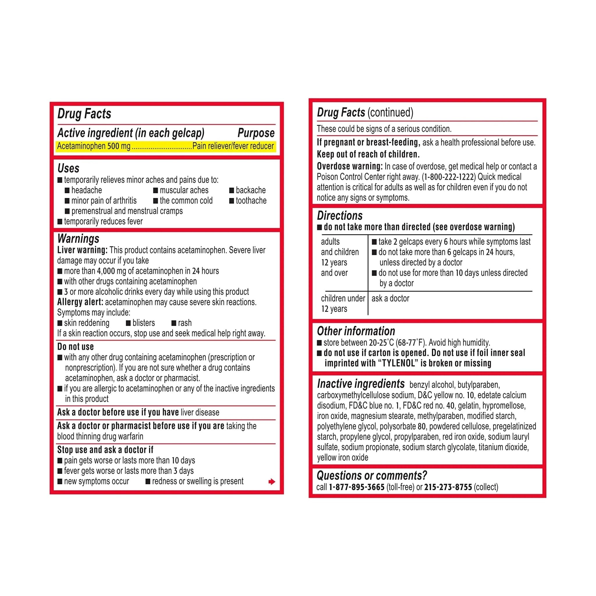 Benadryl Ultratabs Antihistamine Allergy Relief Tablets with 25 mg Diphenhydramine HCl, 100 ct and Tylenol Extra Strength Pain Reliever Rapid Release Gels with 500 mg Acetaminophen, 100 ct - TrustMedUSA