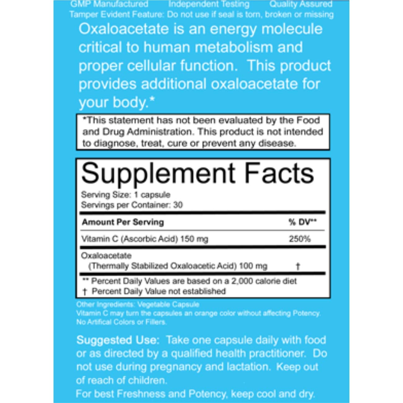 Benagene Oxaloacetate Supplement - Supports Cellular Energy, Healthy Metabolism, & Body Regulation - Thermally Stabilized with Vitamin C - Non-GMO & Vegan - Once Daily (90 Servings) - TrustMedUSA