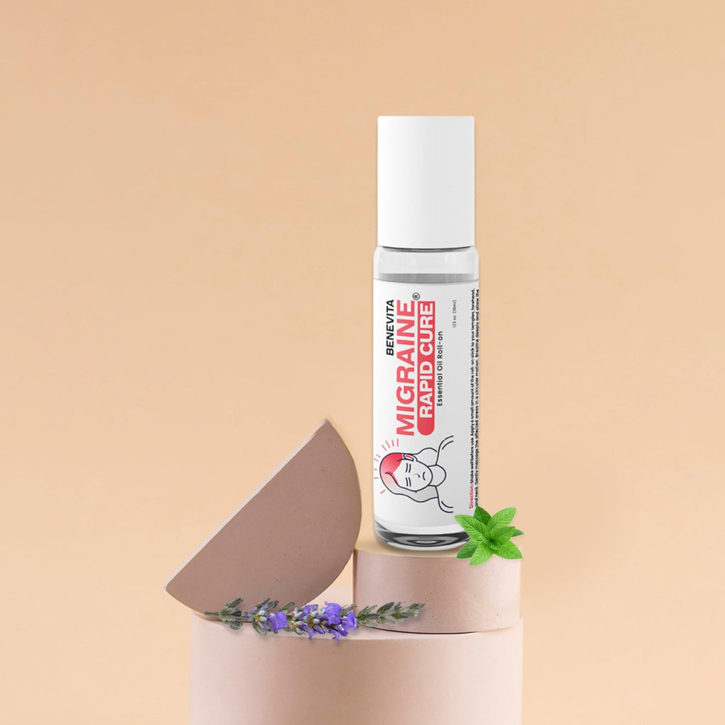 Benevita Migraine Relief Stick Roll-On – Organic, Natural, Cruelty-Free Headache Relief Roll-On – Peppermint, Spearmint, & Lavender Essential Oil Roller for Tension & Stress - TrustMedUSA