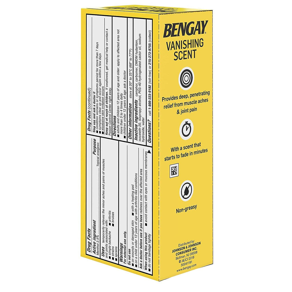 Bengay Menthol 2.5% Topical Analgesic Gel Vanishing Scent 2oz - TrustMedUSA