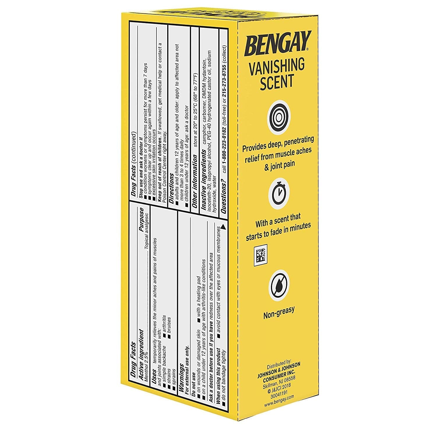 Bengay Menthol 2.5% Topical Analgesic Gel Vanishing Scent 2oz - TrustMedUSA
