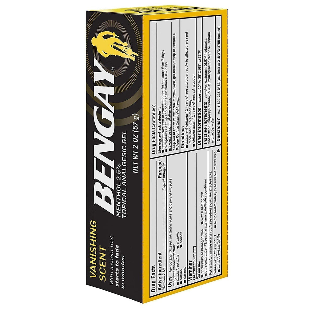 Bengay Menthol 2.5% Topical Analgesic Gel Vanishing Scent 2oz - TrustMedUSA