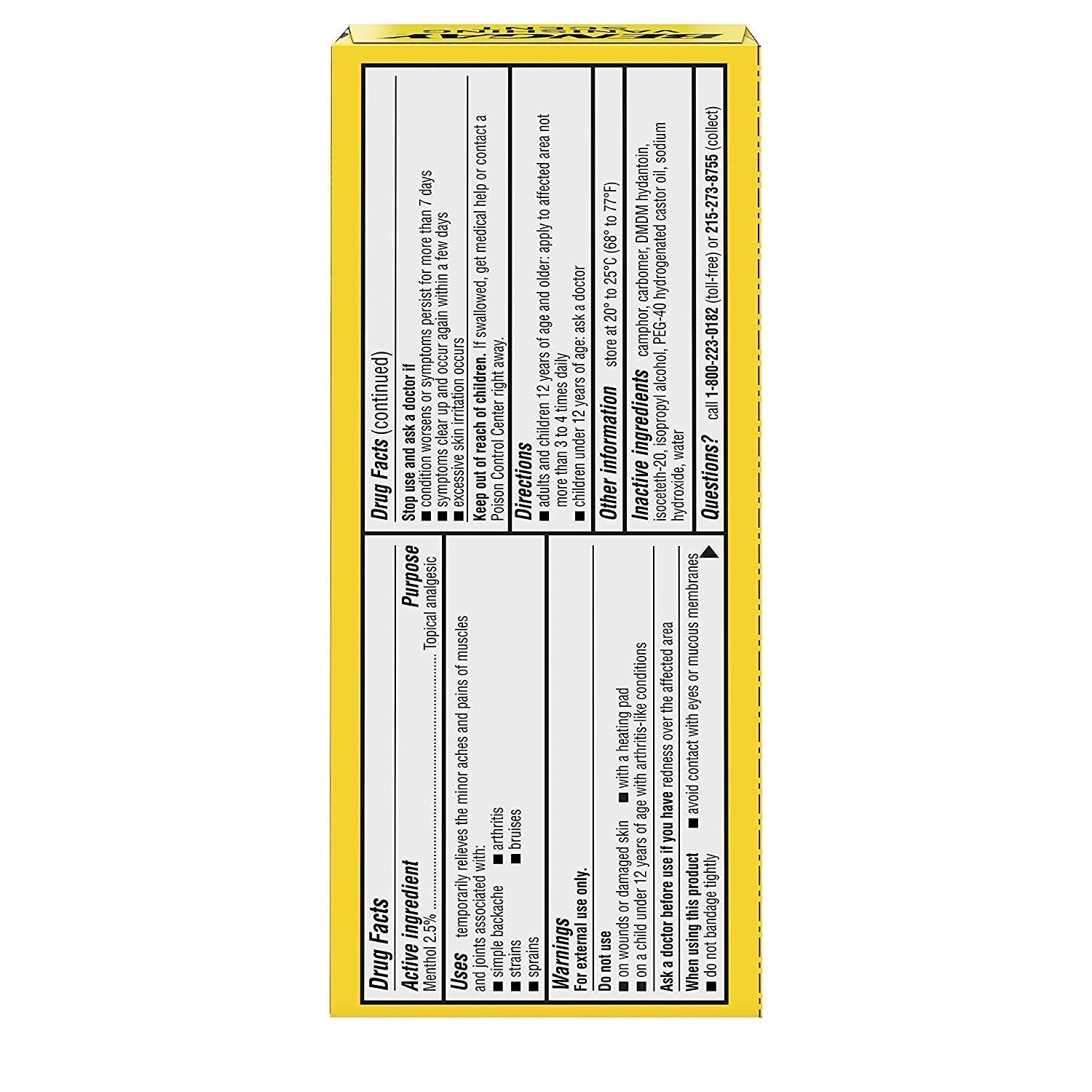 Bengay Menthol 2.5% Topical Analgesic Gel Vanishing Scent 2oz - TrustMedUSA