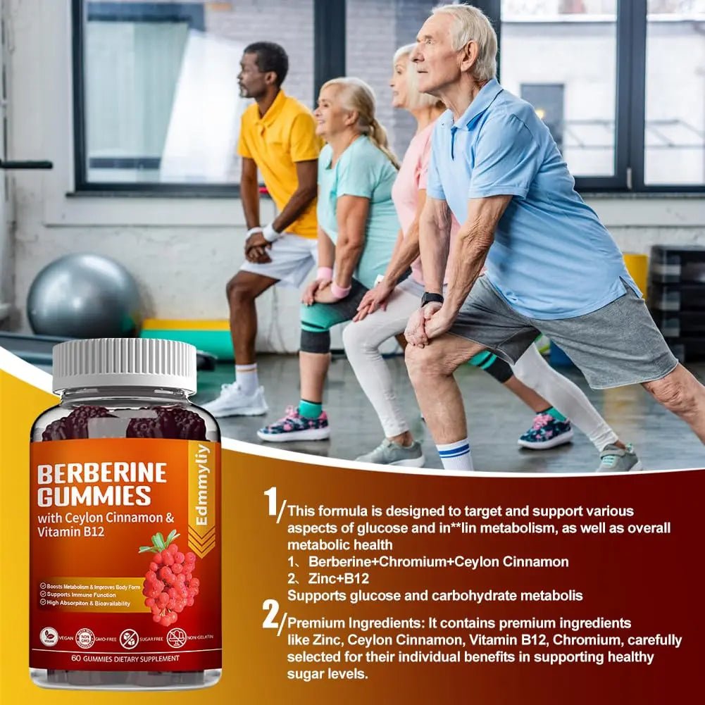 Berberine Gummies 1600mg with Ceylon Cinnamon Sugar Free High Potency Berberine - TrustMedUSA