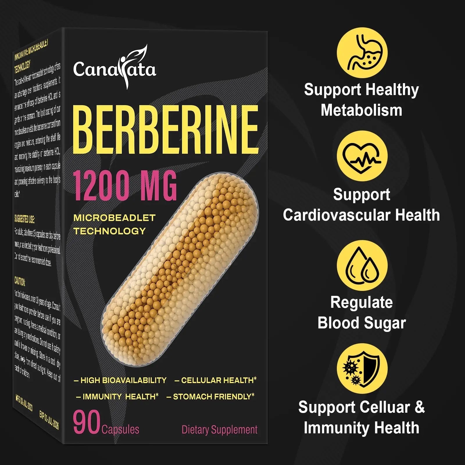 Berberine Supplement 1200mg Berberine HCL - High Bioavailability Microbeadlet - TrustMedUSA