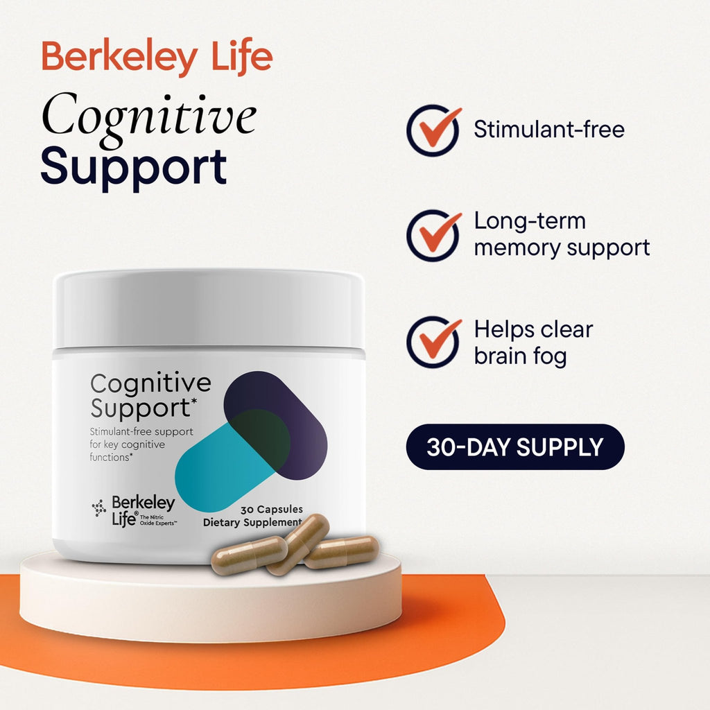 Berkeley Life Cognitive Support Supplement for Memory & Focus - Brain Health Supplements Supports Memory Loss, Mental Clarity, Inability to Multitask & Loss of Speed - for Adults - 30 Capsules - TrustMedUSA