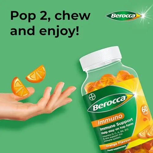 Berocca Immuno Gummy Vitamins, Orange Flavour, Bursting with Immune System - TrustMedUSA