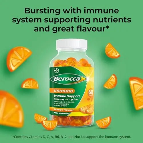 Berocca Immuno Gummy Vitamins, Orange Flavour, Bursting with Immune System - TrustMedUSA