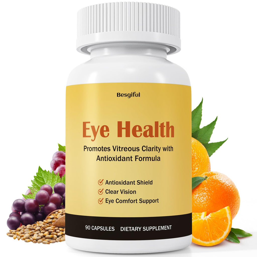 Besgiful Eye Supplement for Vitreous Health, Promotes Clear Vision, Improves Eye Strain & Dryness, Reduces Squiggly Lines, Eye Degeneration, Clear Eye Support, 90 Vegan Capsules - TrustMedUSA