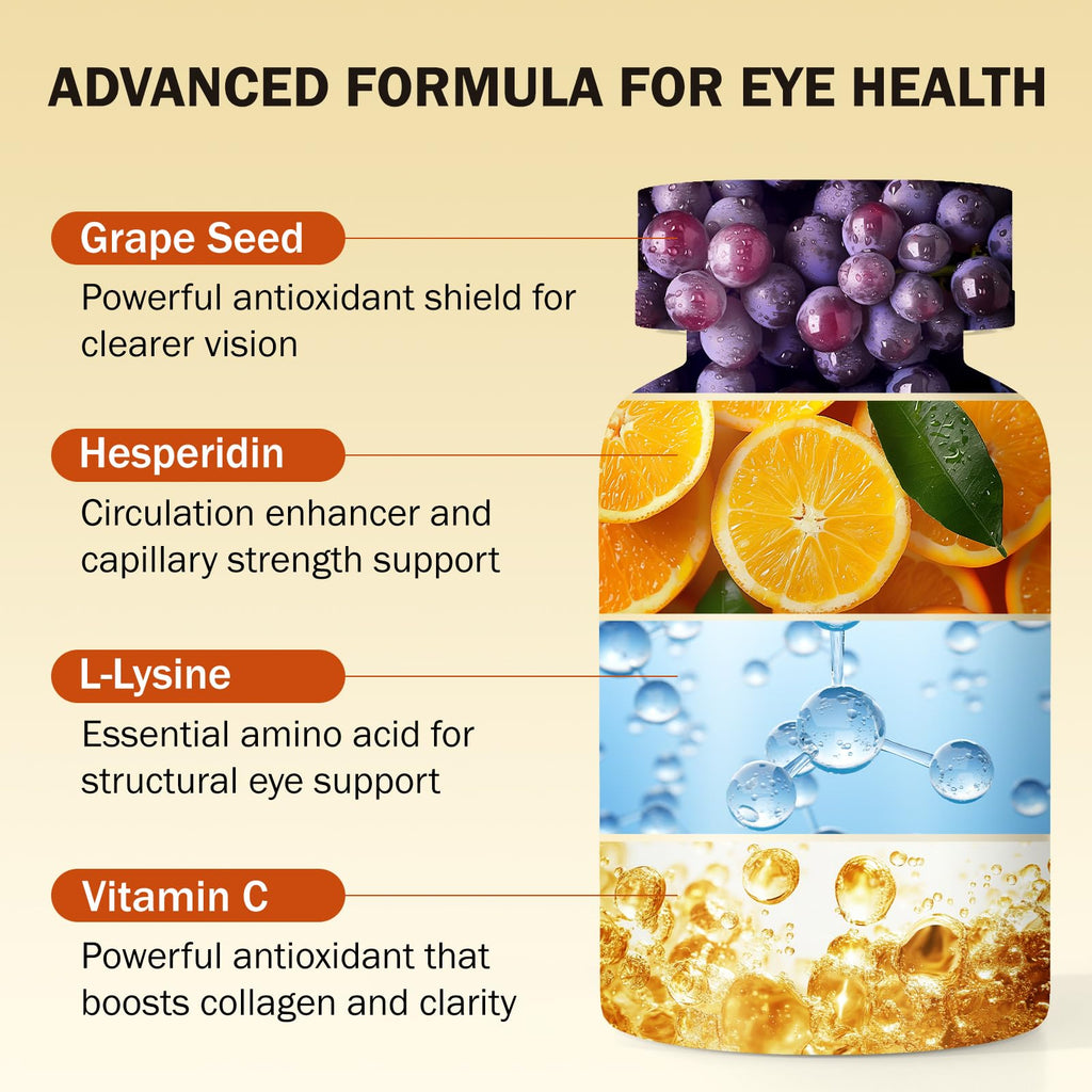 Besgiful Eye Supplement for Vitreous Health, Promotes Clear Vision, Improves Eye Strain & Dryness, Reduces Squiggly Lines, Eye Degeneration, Clear Eye Support, 90 Vegan Capsules - TrustMedUSA
