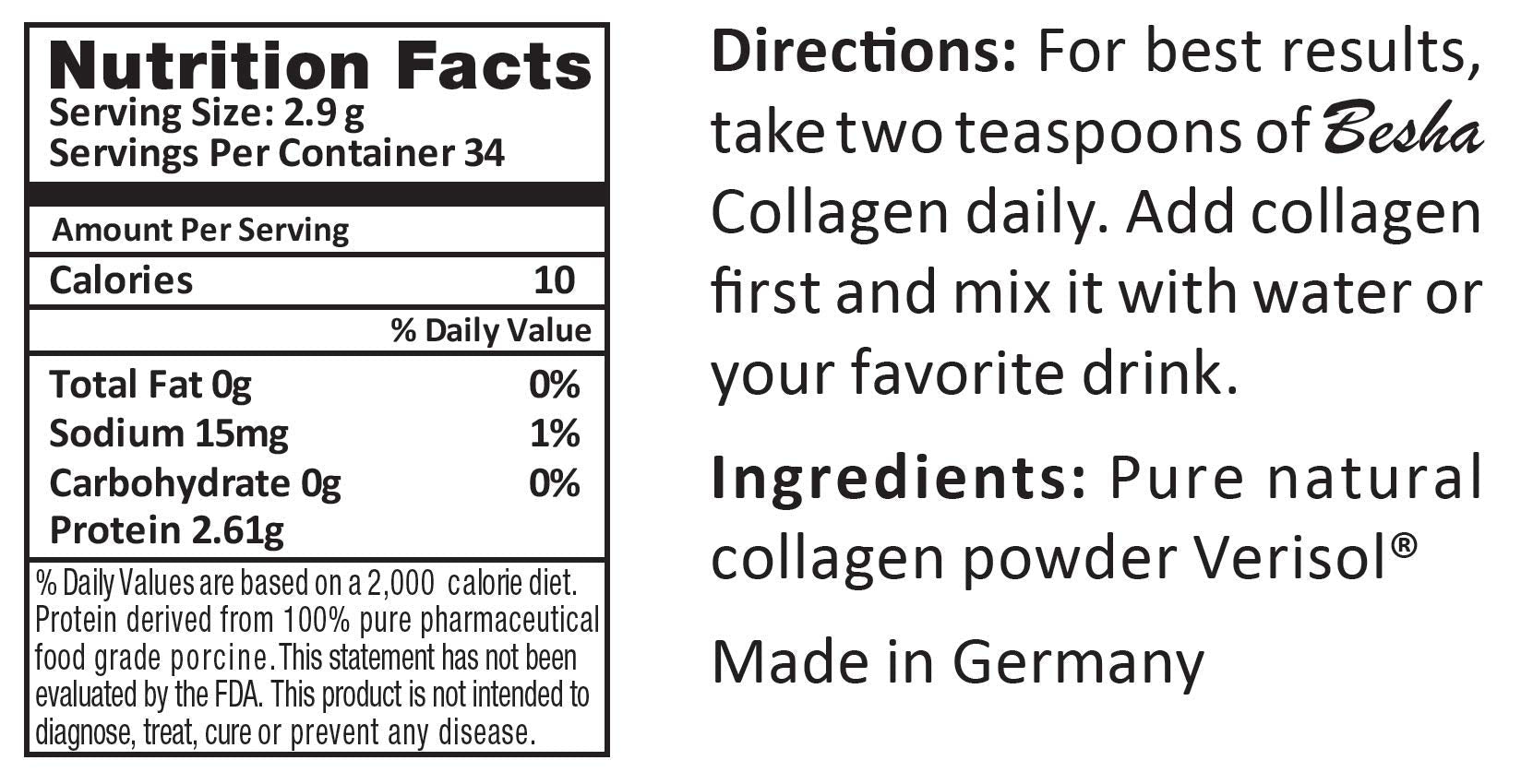 BESHA INC Verisol Collagen Bioactive Peptides (Natural Collagen Powder) Made in Germany - Maple Wellness Supplements